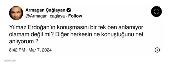 Armağan Çağlayan, Yılmaz Erdoğan'ın kısık sesle konuşmasını anlamadığını belirtti