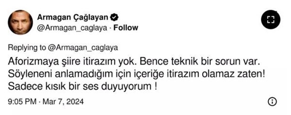 Armağan Çağlayan, Yılmaz Erdoğan'ın kısık sesle konuşmasını anlamadığını belirtti